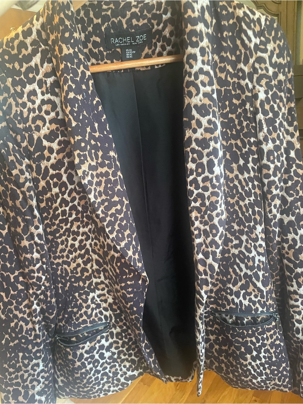 Rachel Zoe Leopard Print Blazer Jacket - Black & Tan